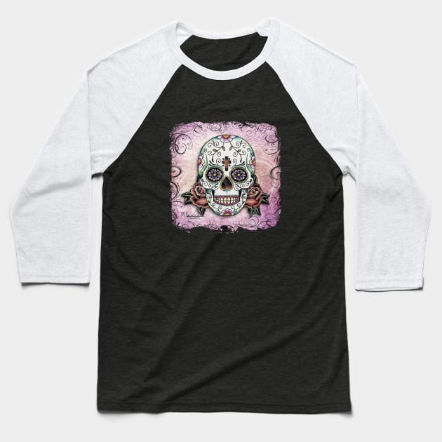 Sugar Skull Baseball T-Shirt by marengo